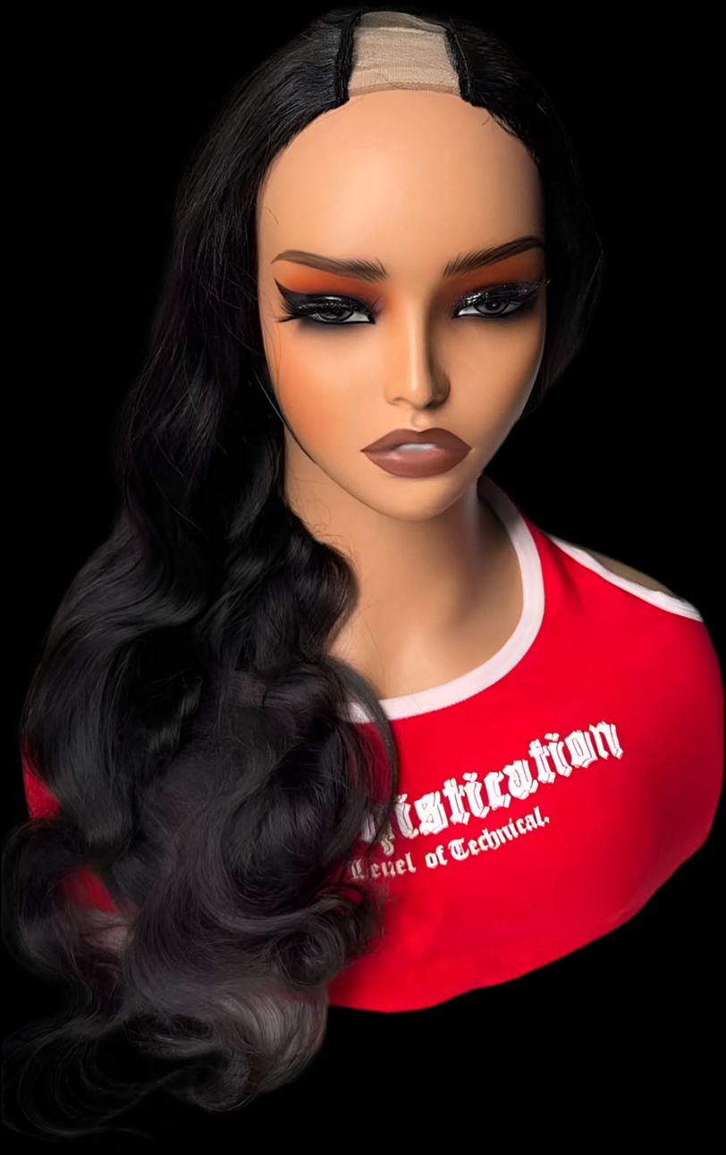 Virgin Hair U part body wave Wig 200%